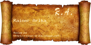 Rainer Arika névjegykártya